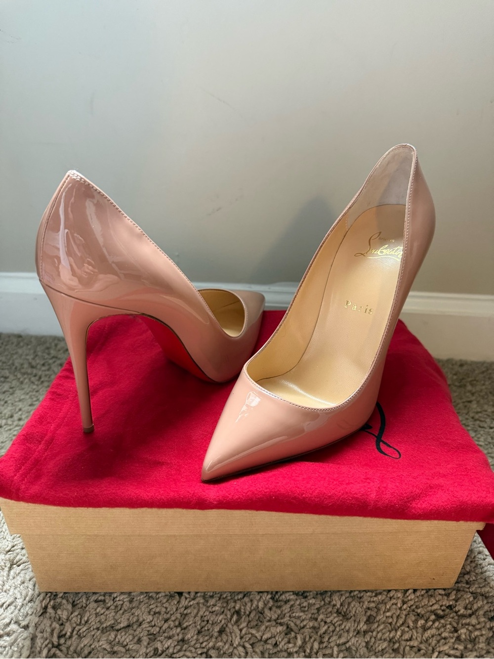 Christian Louboutin Blush Patent Pointed-Toe Pumps